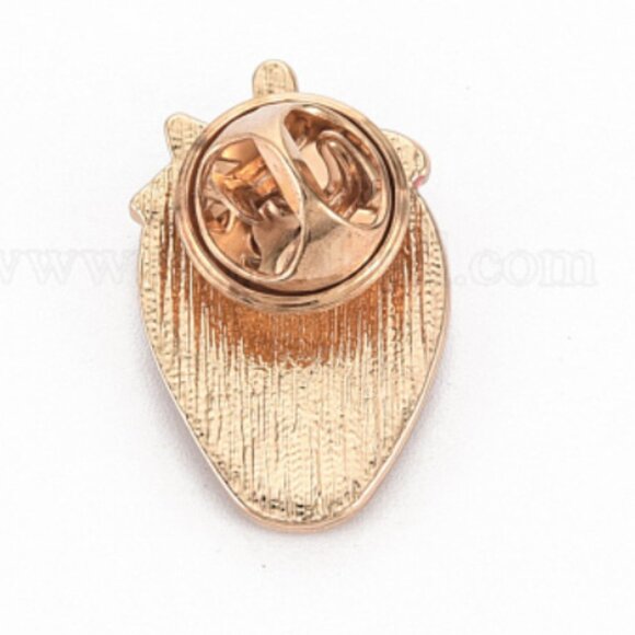 Golden Strawberry Pin Badge - Picture 6 of 16